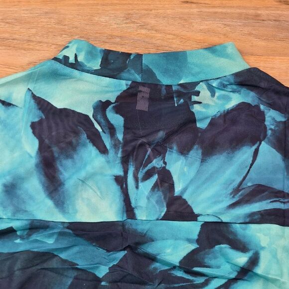 🔸️NWT Emerald Blue Floral Bodycon Mesh Long Sleeve Dress Small - Picture 5 of 16